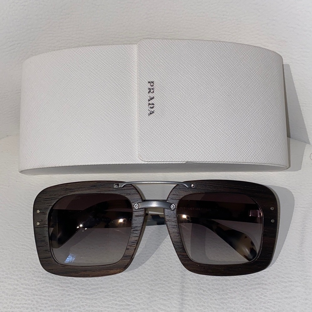 Prada wood frame sunglasses
